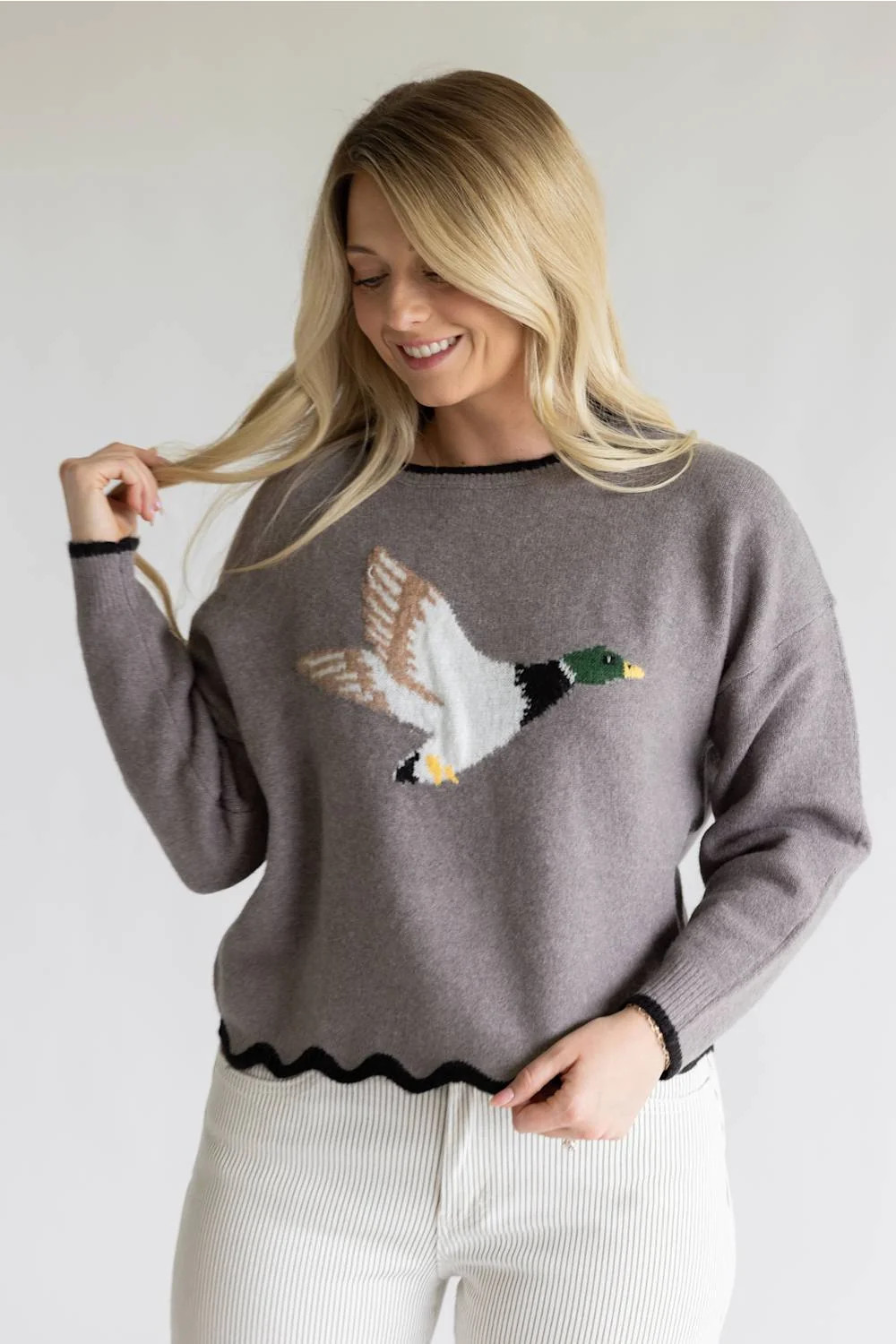 Simply Southern Rosalie Duck Sweater for Women in Grey | Glik's