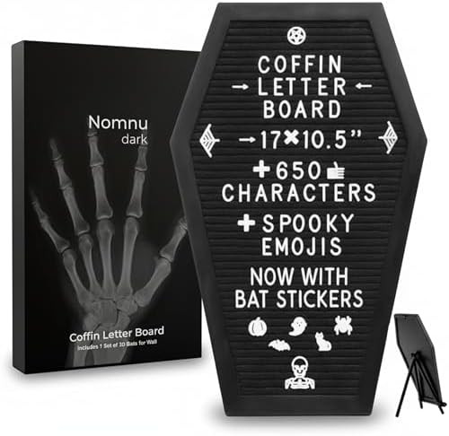 Coffin Letter Board, Black Gothic Decor w/Bat Stickers, Spooky Emojis | Amazon (US)