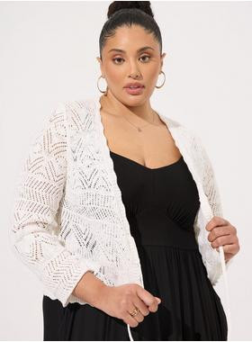 Pointelle Tie Front Shrug Sweater | Torrid (US & Canada)