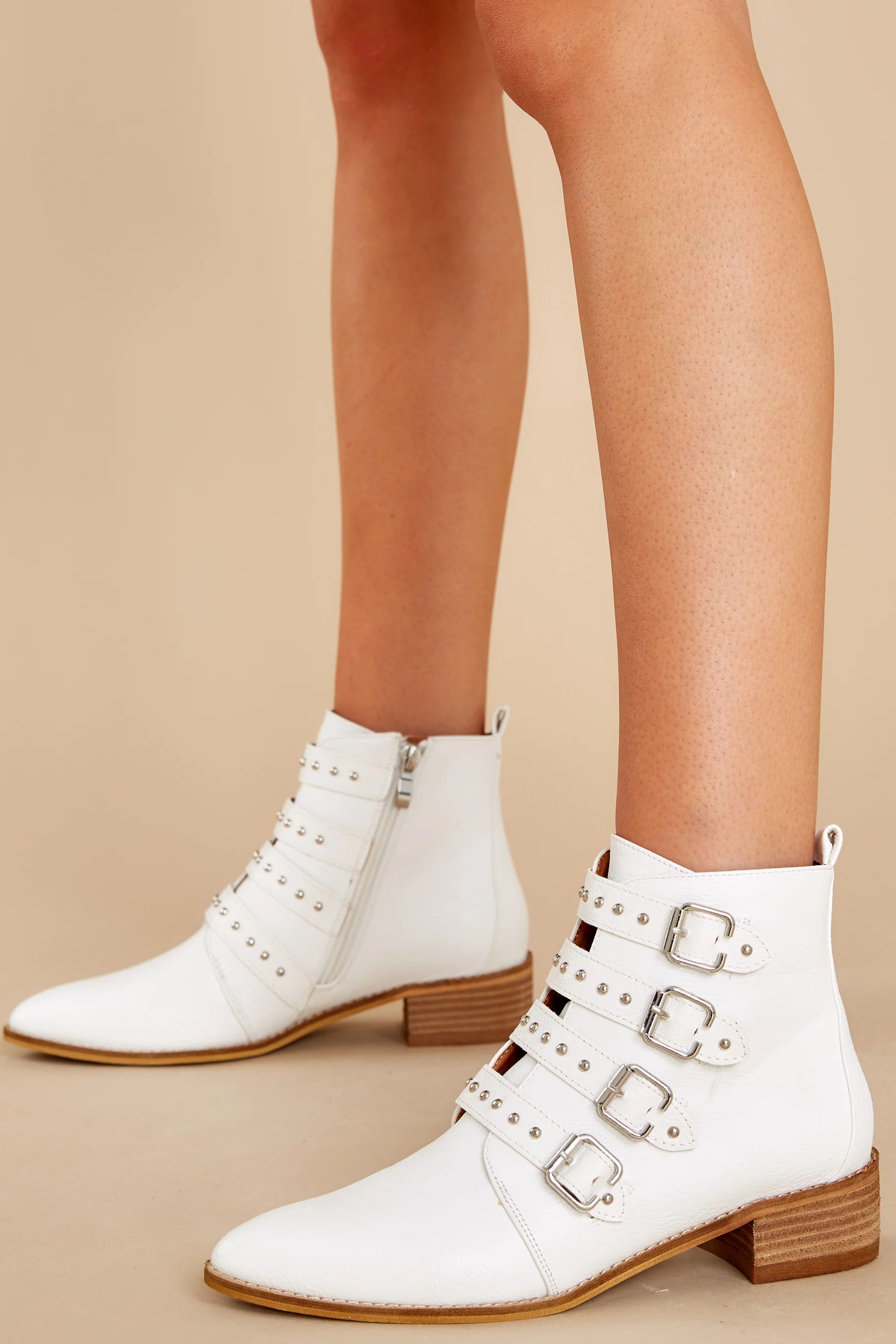 City Girl White Ankle Booties | Red Dress 