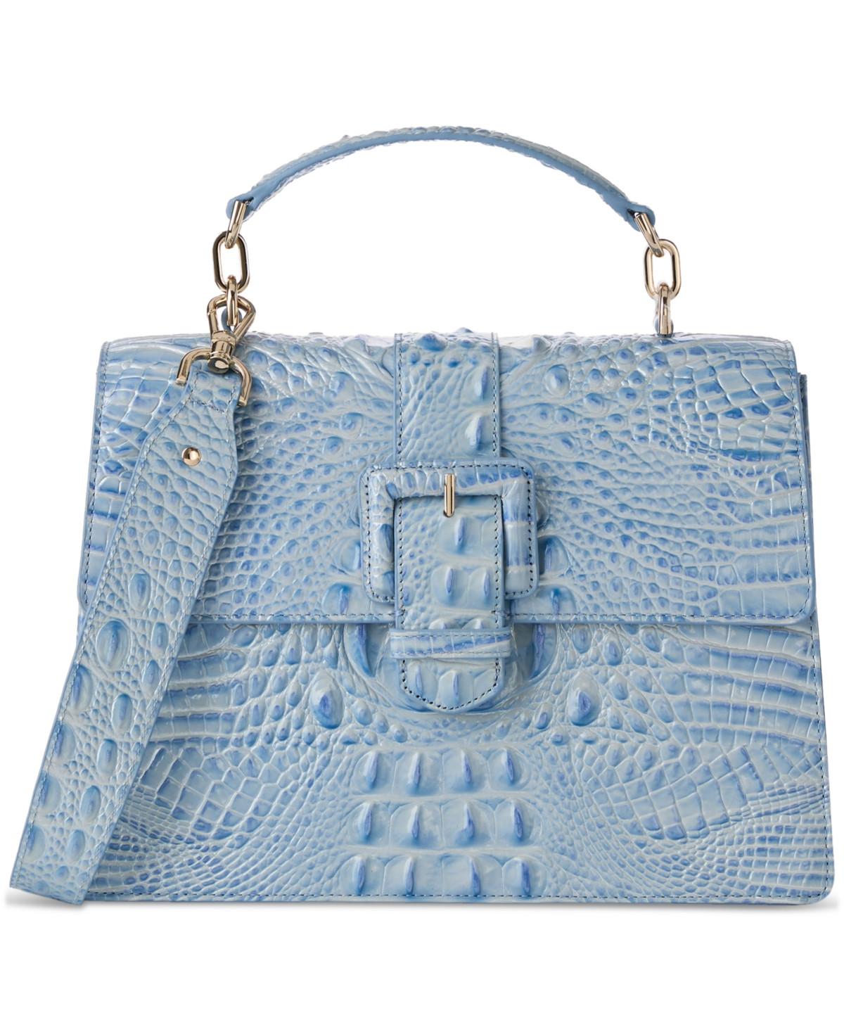 Brahmin Hallie Melbourne Medium Embossed Leather Satchel - Heavenly Blue | Macy's