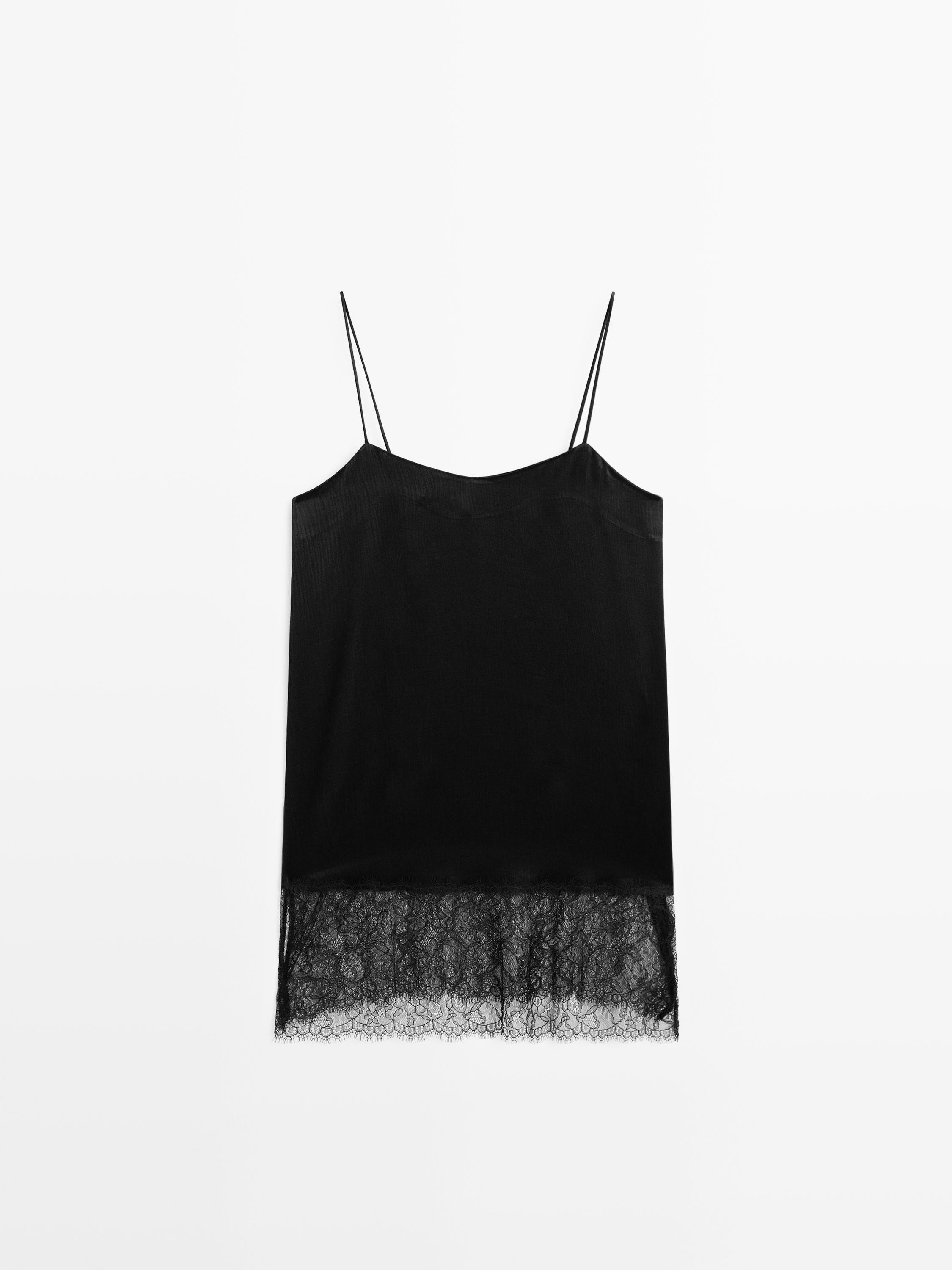 Camisole top with lace detail | Massimo Dutti US