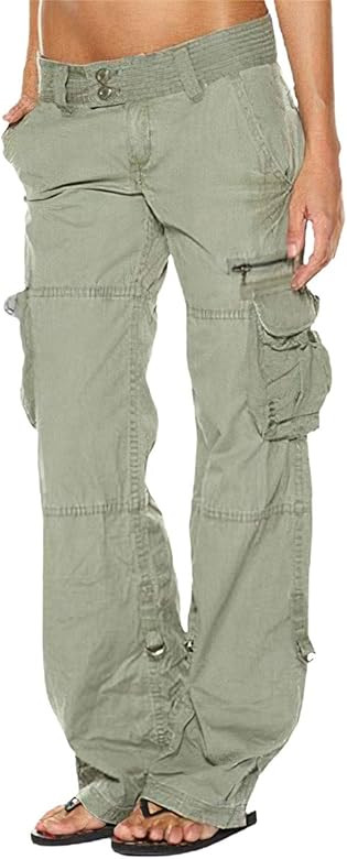 HYPOWELL Women's Casual Hip Hugger Comfy Cargo Pants with Pockets | Amazon (US)