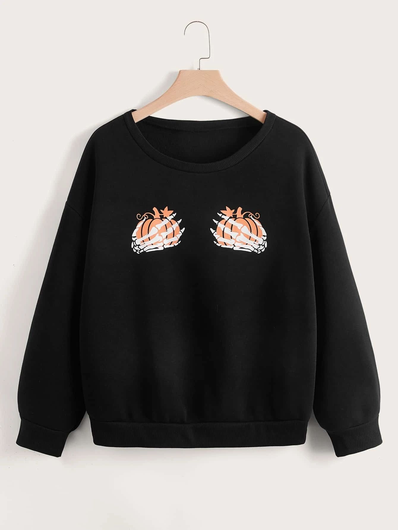 Plus Halloween Skull Print Sweatshirt | SHEIN