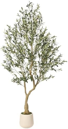 Realead 7ft Artificial Olive Tree with Tall Exquisite Planter - Realistic Fake Olive Tree with Th... | Amazon (US)