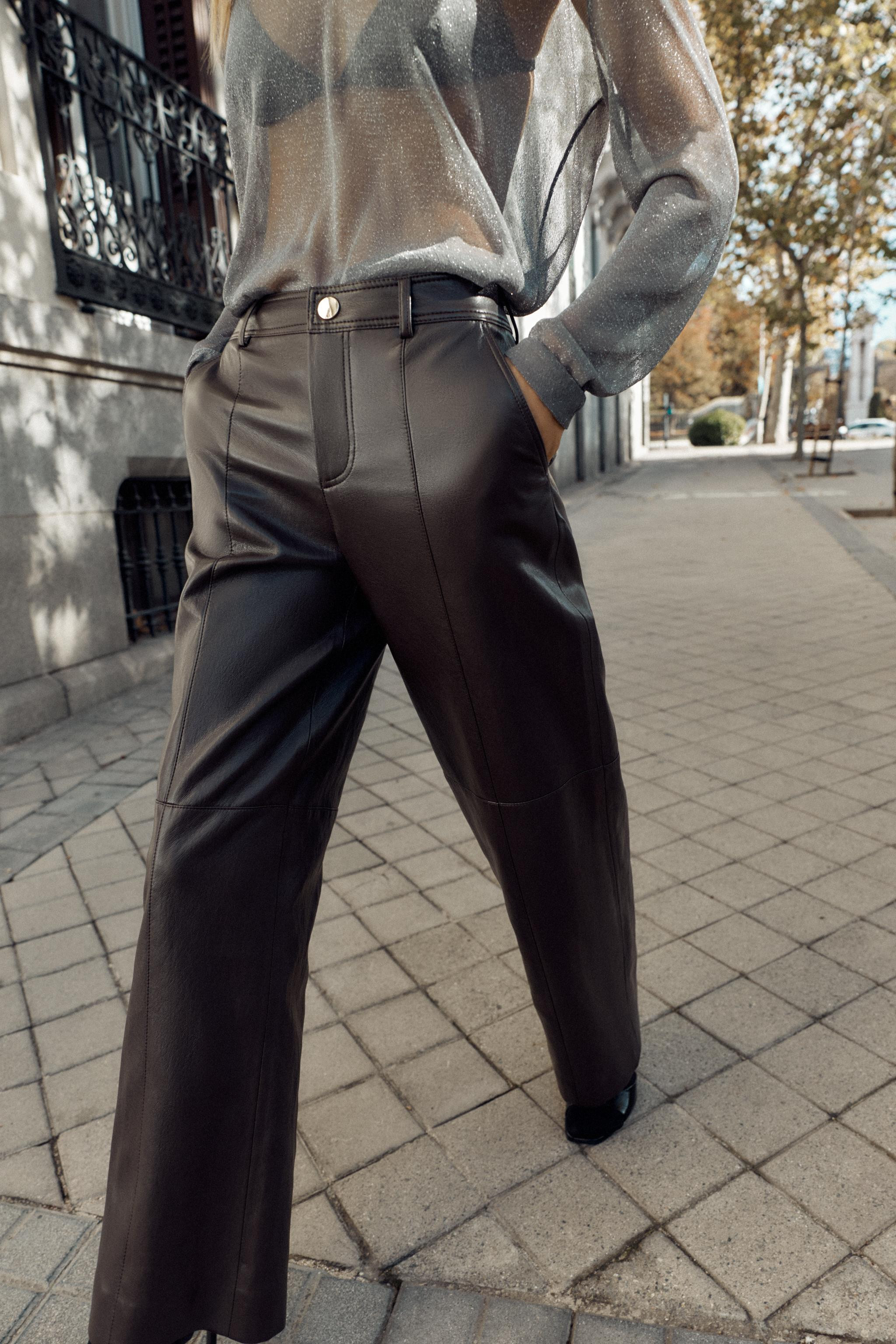 FAUX LEATHER STRAIGHT PANTS | Zara US