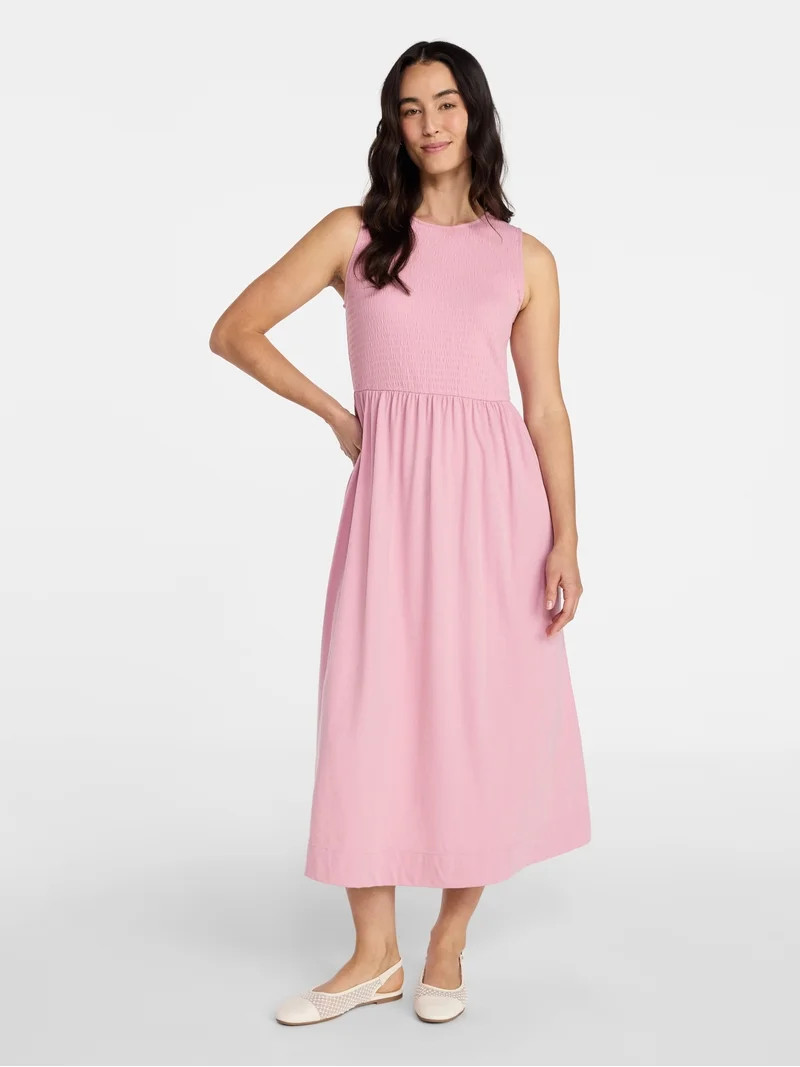 Time and Tru Women's Sleeveless Smocked Knit Dress, Sizes XS-XXXL | Walmart (US)