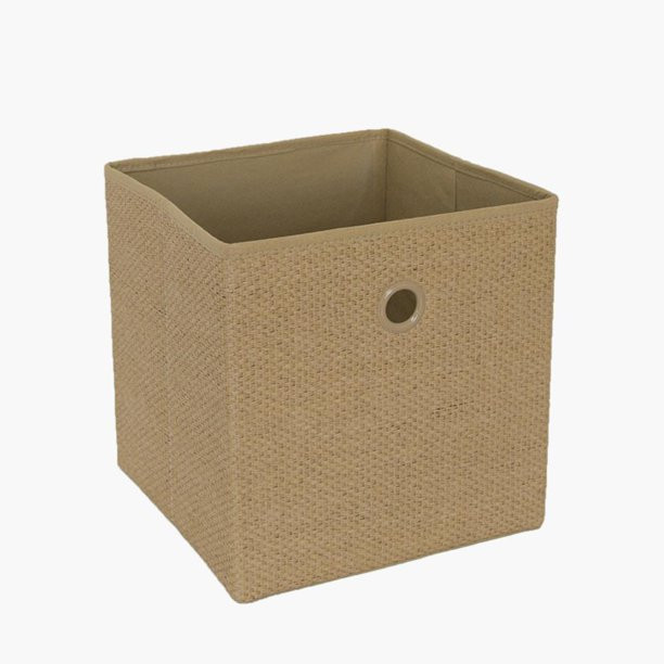 Mainstays Collapsible Fabric Cube Storage Bin 10.5" x 10.5", Weave Light Brown 1 Piece for Adult ... | Walmart (US)