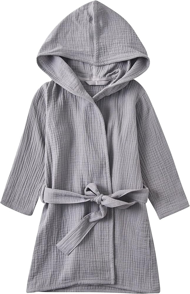 Organic Cotton Toddler Bathrobe, Soft and Breathable Robe for Kid, Boy& Girl Hooded Towel | Amazon (US)