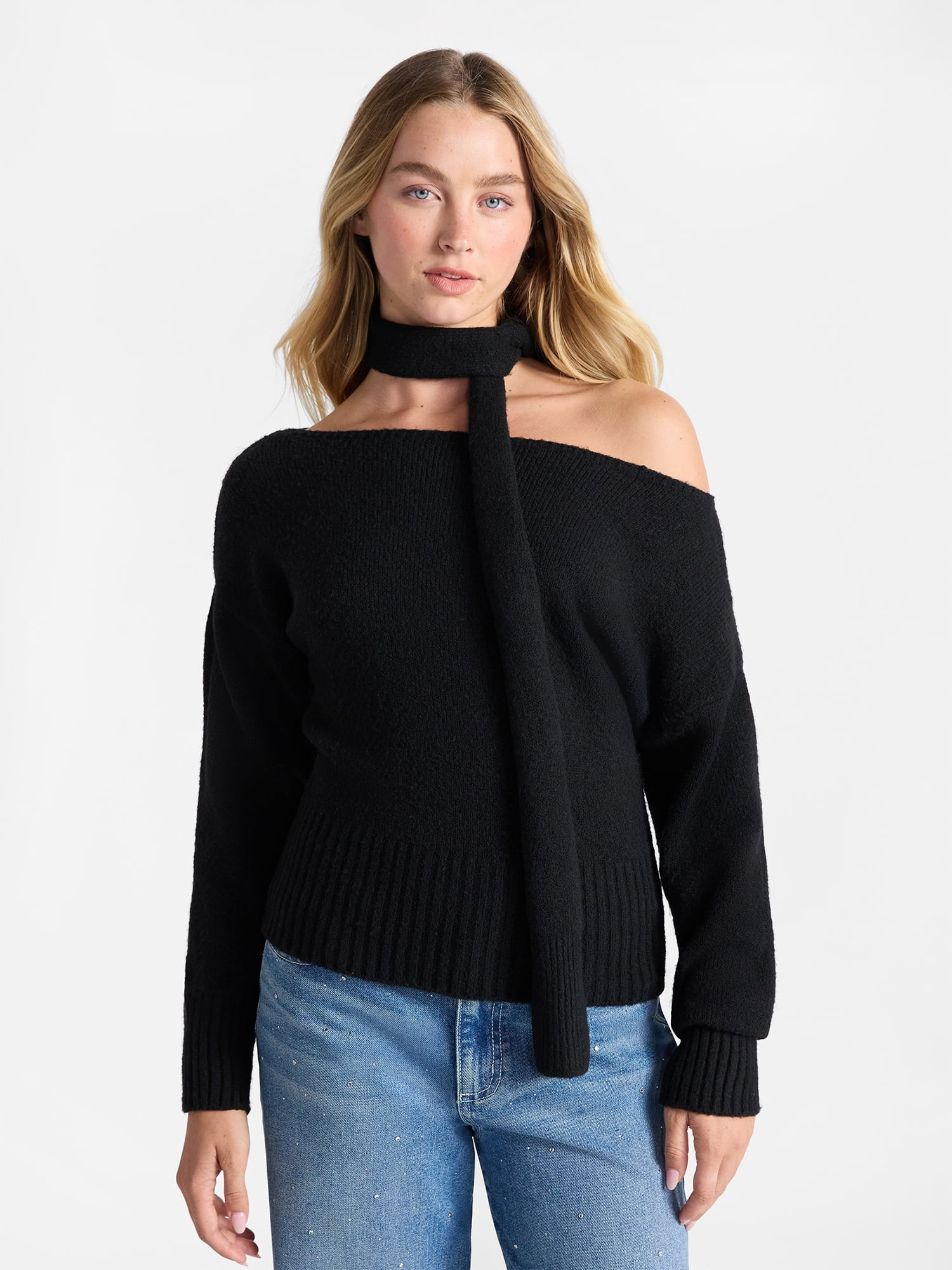 No Boundaries Scarf Sweater, Midweight, 2-Piece, Women’s | Walmart (US)