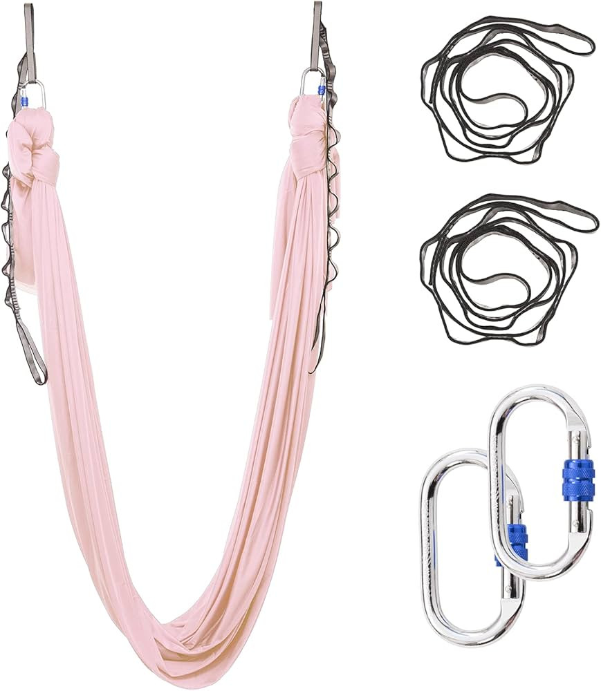 5.5 Yards Aerial Silks Yoga Swing Set - Aerial Yoga Hammock Kit Anti-Gravity Flying for Fitness, ... | Amazon (US)