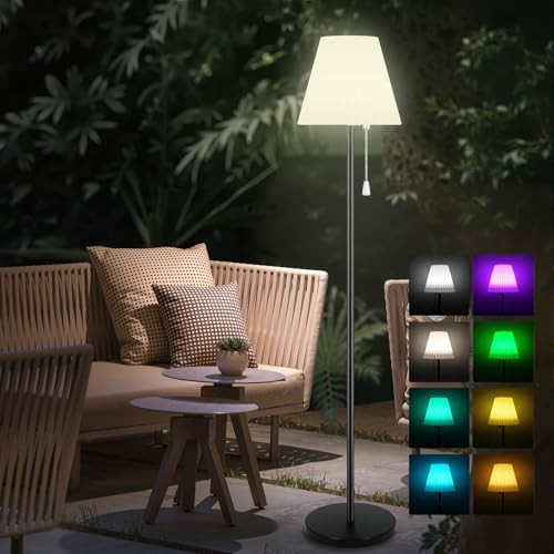 Outdoor Floor Lamp Solar Powered Outdoor Lamps for Patio Waterproof, Rechargeable Indoor Cordless... | Amazon (US)