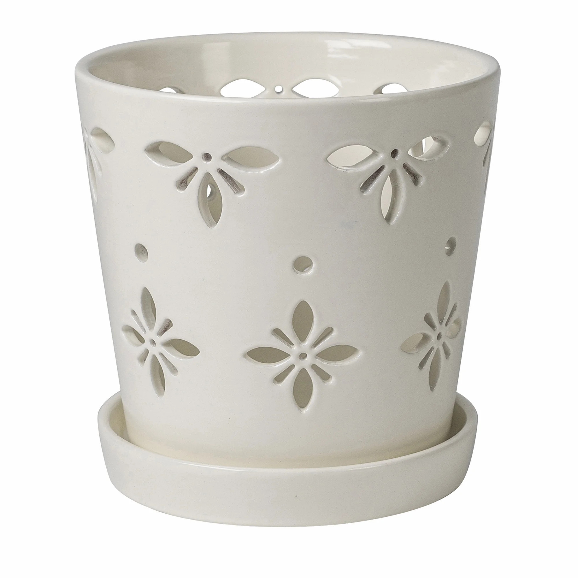 Mainstays 6”D x 6”H Round Ceramic Orchid Planter, White | Walmart (US)