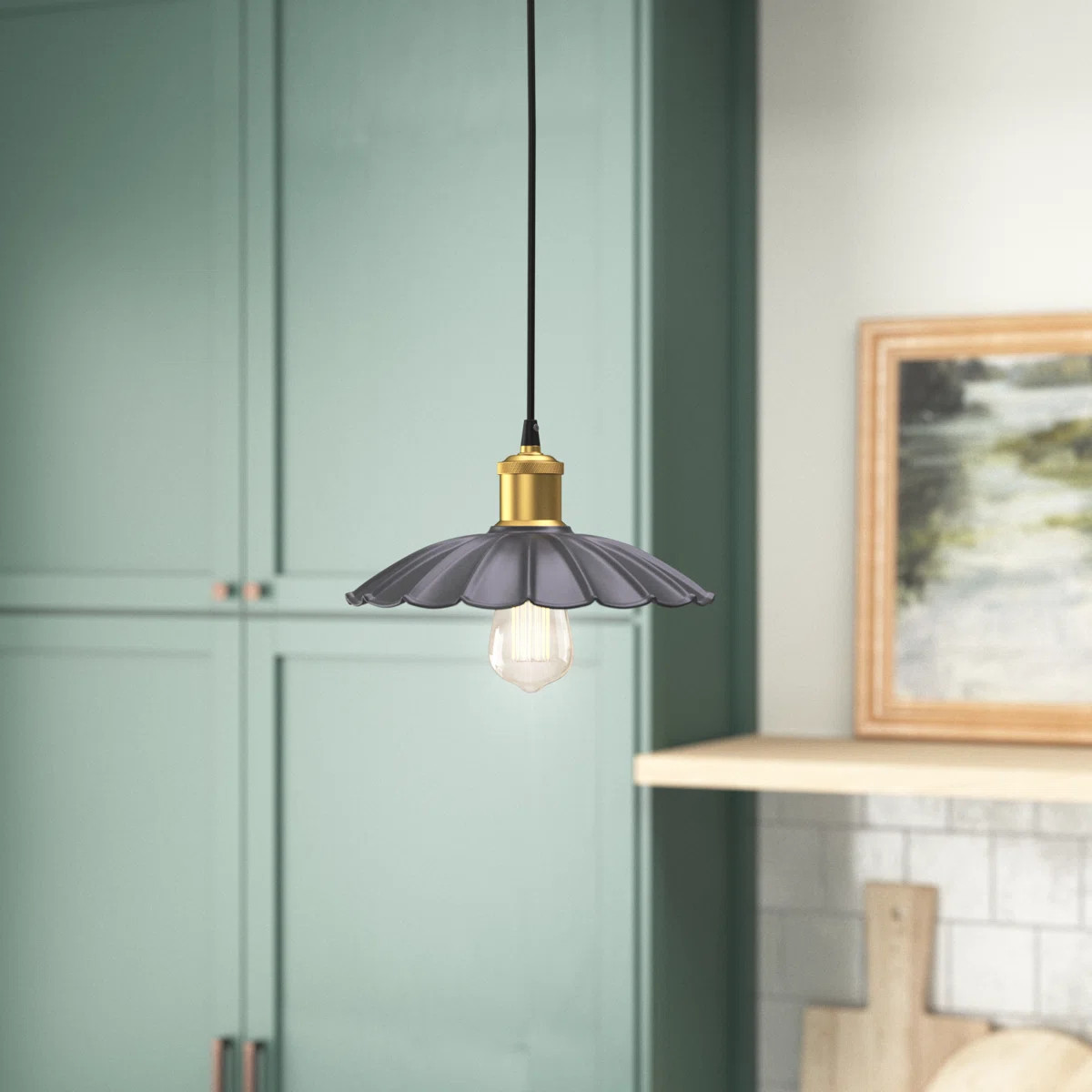 Miruna 1 - Light Black/Brass Dome Pendant | Wayfair North America