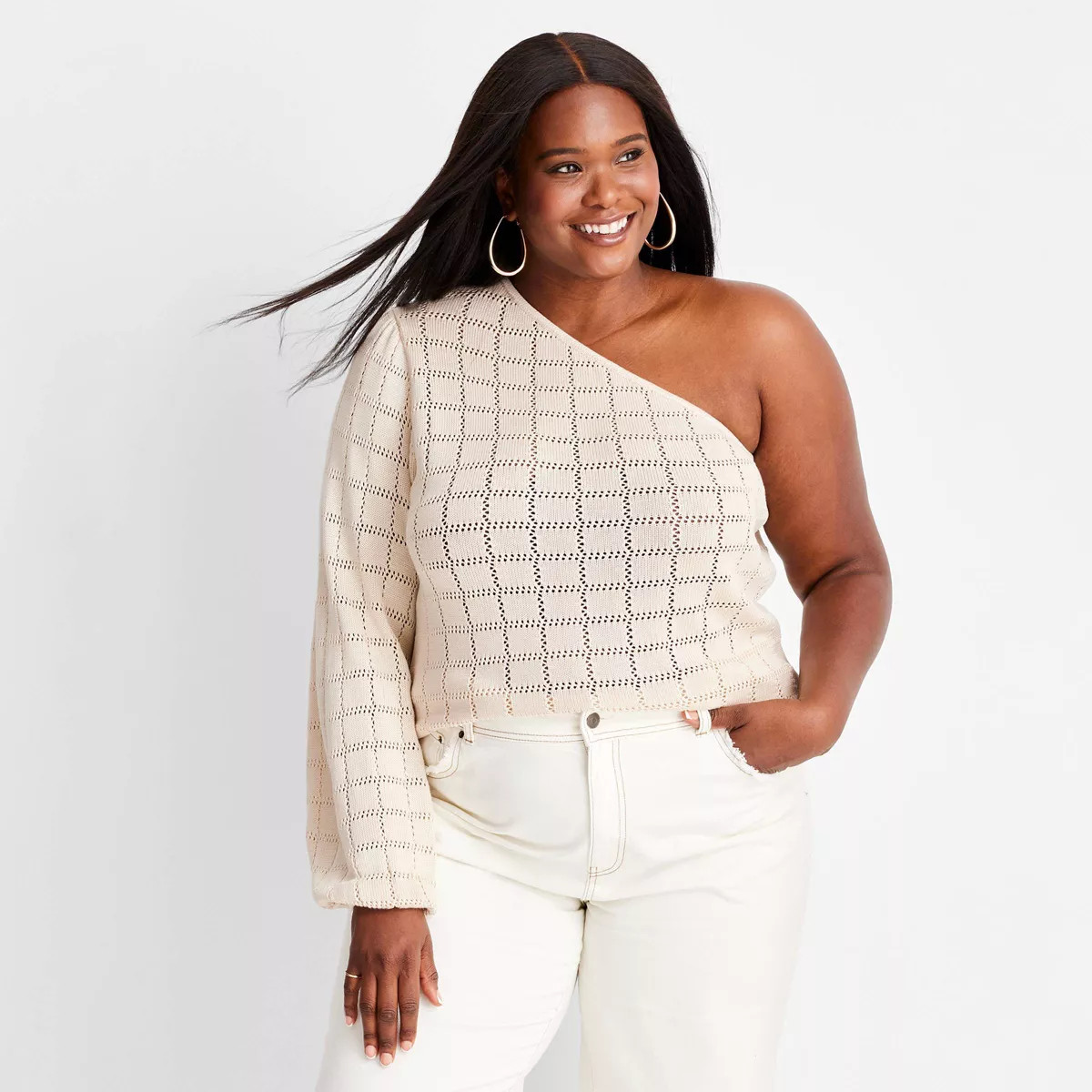 Women's Asymmetrical One Shoulder Checkered Sweater - Future Collective™ with Jenny K. Lopez Cr... | Target