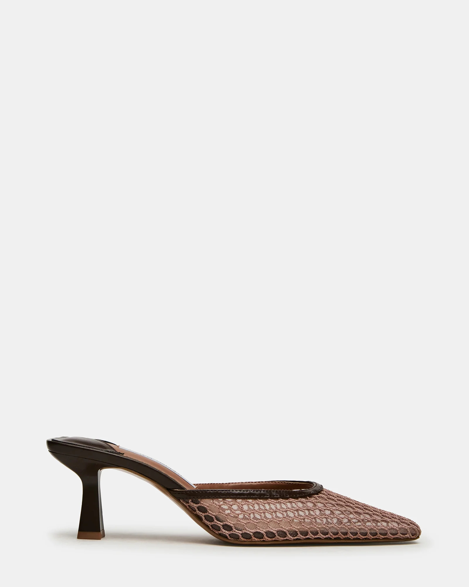 ALYSE Mocha Mesh Square-Toe Mule Women's Kitten Heel | Steve Madden (US)