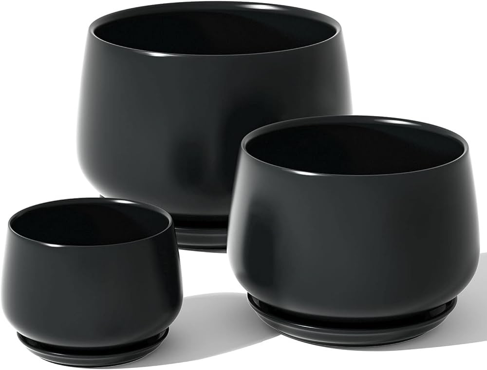 LE TAUCI Plant Pots, 4.1+5.1+6.5 inch, Set of 3, Ceramic Planters with Drainage Hole and Saucer, ... | Amazon (US)