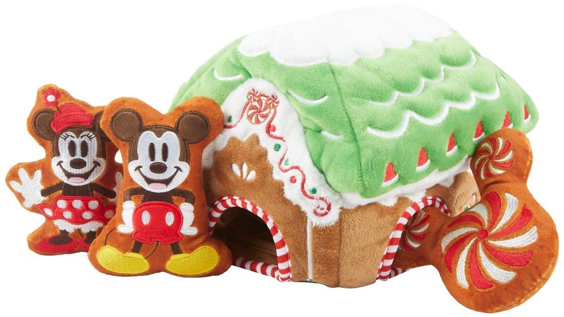 Disney Holiday Mickey & Minnie Mouse Gingerbread House Hide and Seek Puzzle Plush Squeaky Dog Toy | Chewy.com