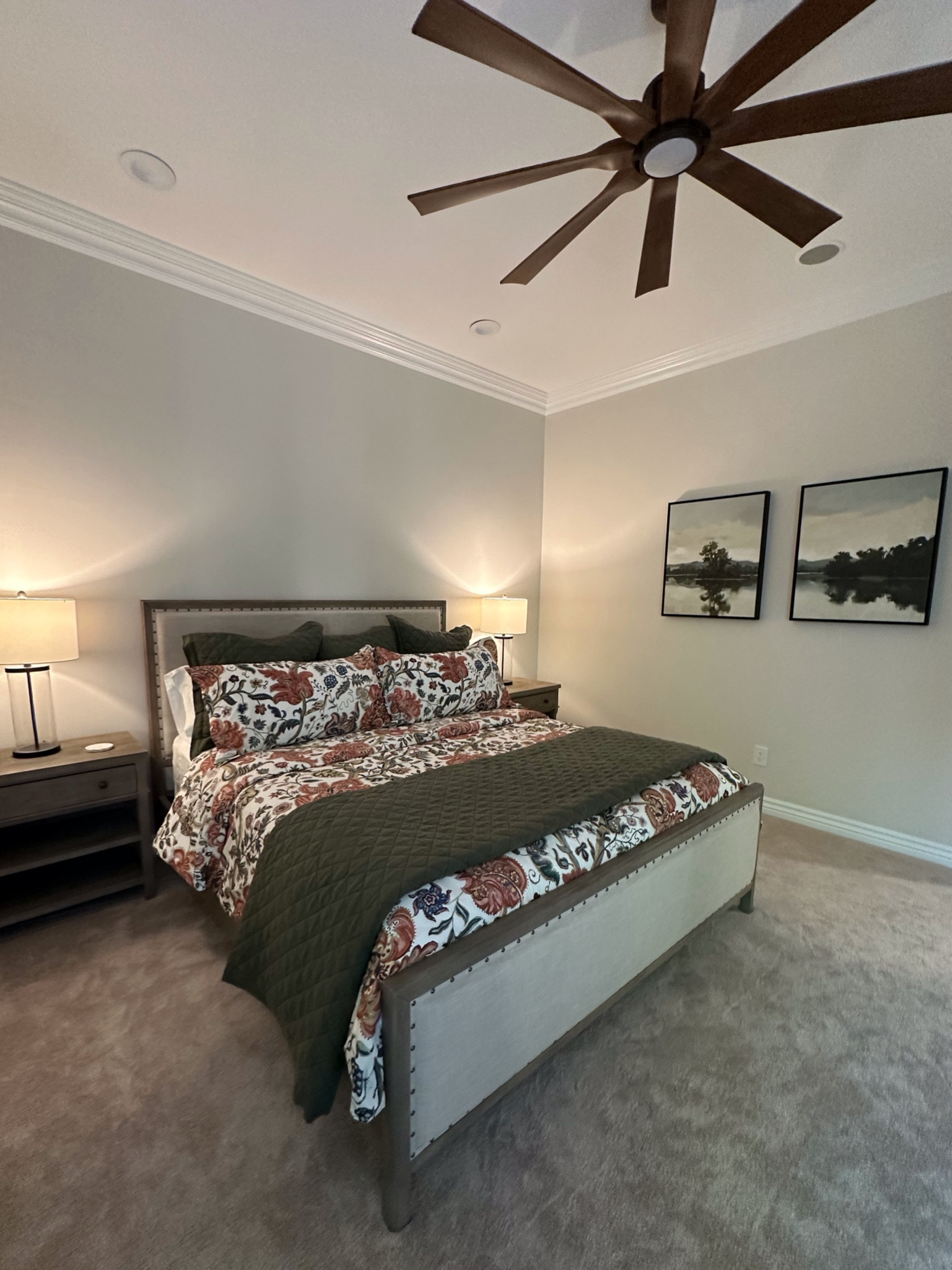 Beautiful guest bedroom with Pottery Barn bed, nightstands and bedding. 
#lauraporterdesigns
#guestbedroom #masterbedroom #potterybarn #potterybarnhome #minted #art  #mintedart #kingbed #lampsplusfan #amazonhome #floralbedding 

#LTKHome