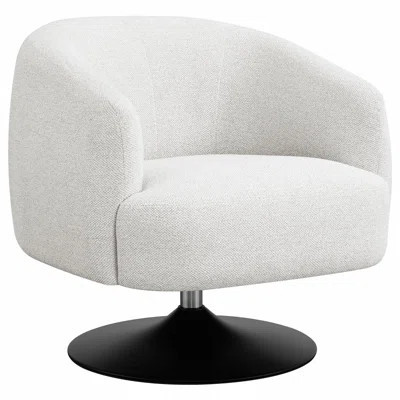 Beige and Matte Black Upholstered Swivel Accent Chair with 360-Degree Rotation for Modern Comfort and Style | Wayfair North America
