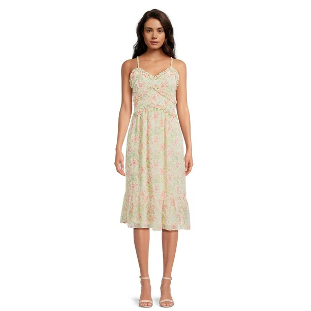No Boundaries Juniors Ruffle Midi Dress, Sizes XS-3XL | Walmart (US)