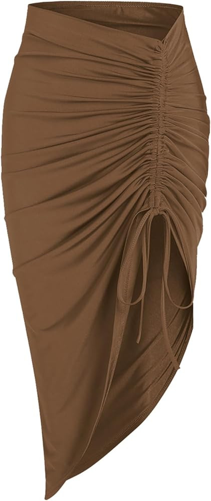 ZAFUL Women's Boho Skirt Asymmetrical Skirts Tied Floral Paisley Printed High Waist Ruched Skirts... | Amazon (US)