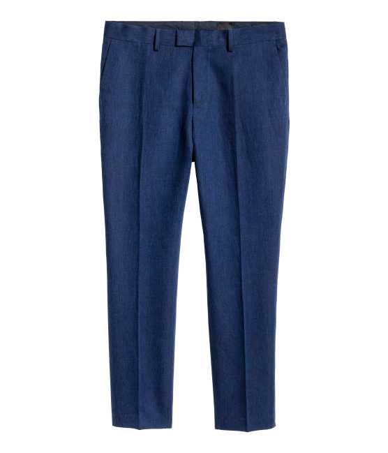 H&M - Linen-blend Suit Pants - Dark blue - Men | H&M (US)