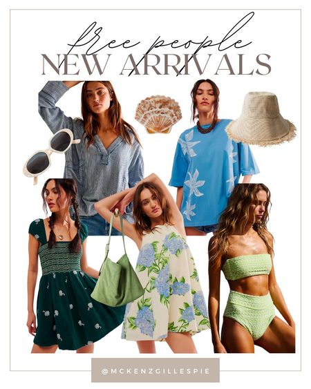 Free People new arrivals, perfect for spring into the warmer summer months! I love these cool blues and green colors they have right now.  

#LTKSeasonal #LTKitbag #LTKstyletip