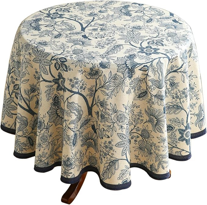 Designer Vintage Linen Round Tablecloth,Diameter 55"-Ruyi B | French Elegant Table Cloth for Roun... | Amazon (US)