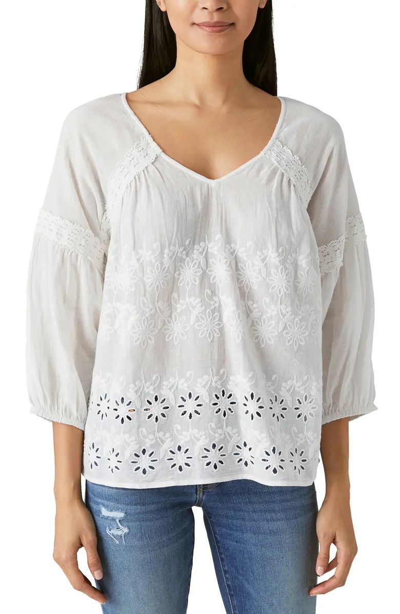 Embroidered Eyelet Peasant Top | Nordstrom