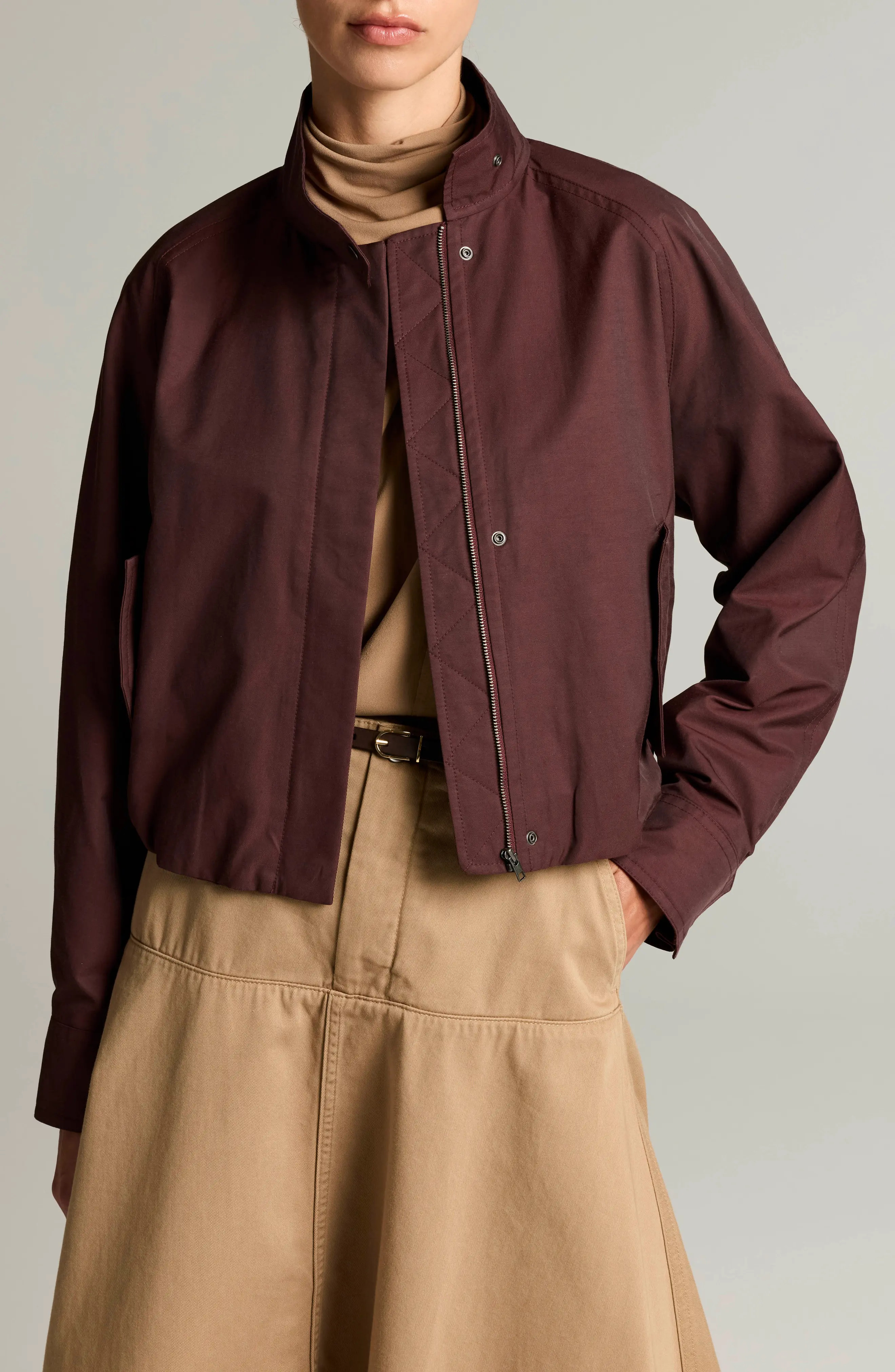 Vince Funnel Neck Jacket in Cherrywood at Nordstrom, Size Xx-Small | Nordstrom