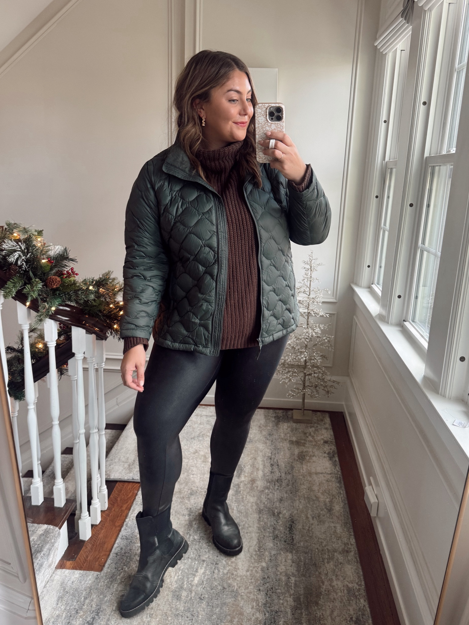 Wearing size 1X in jacket, L in sweater, 1X in leggings (use code CARALYN20 at Spanx). 

#LTKSeasonal #LTKStyleTip #LTKMidsize