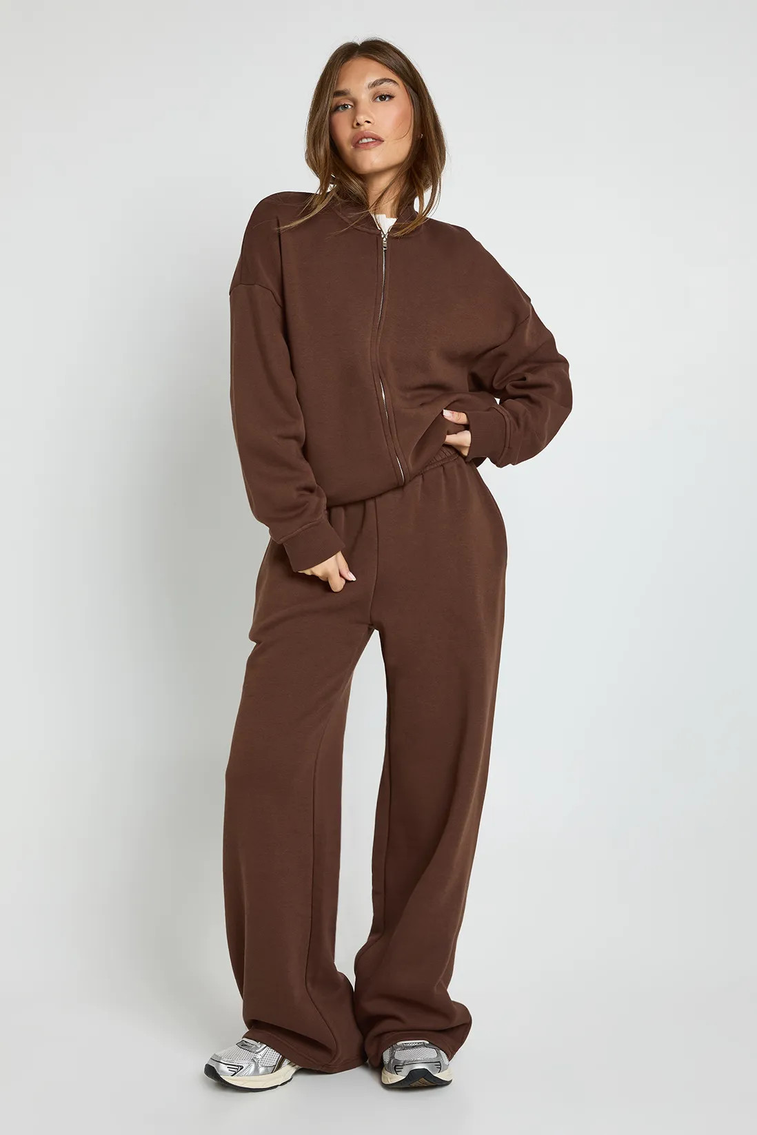 Bomber Jacket Wide Leg Jogger Tracksuit | Boohoo.com (UK & IE)