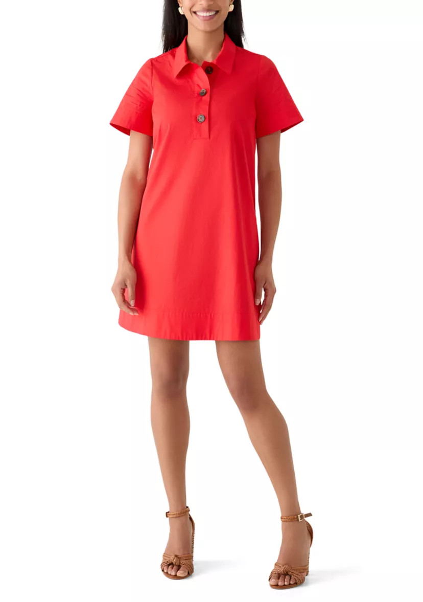 Women's Short Sleeve Swing Shirtdress | Belk
