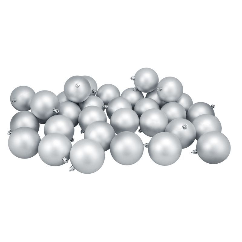 Northlight 32ct Shatterproof Matte Christmas Ball Ornament Set 3.25" - Silver | Target