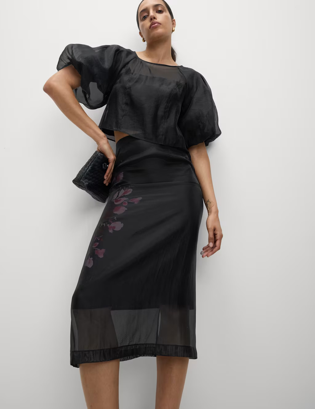 Organza Floral Midi Pencil Skirt | Marks & Spencer (UK)