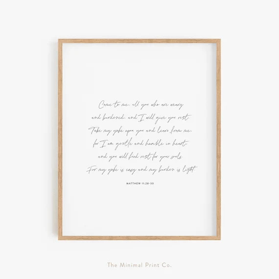 Matthew 11:28-30, Bible Verse Wall Art Printable, Scripture Wall Art, Christian Wall Decor, Come ... | Etsy (US)