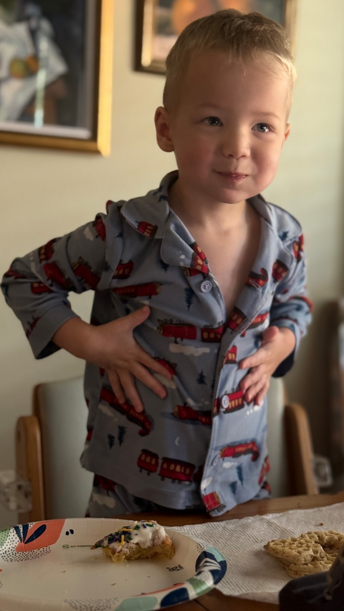 Our pajamas from @Carters  still on, king cake for breakfast, and absolutely no rules this morning 💜👑 

#LTKmomlife #LTKdayinmylife #LTKmorningroutine