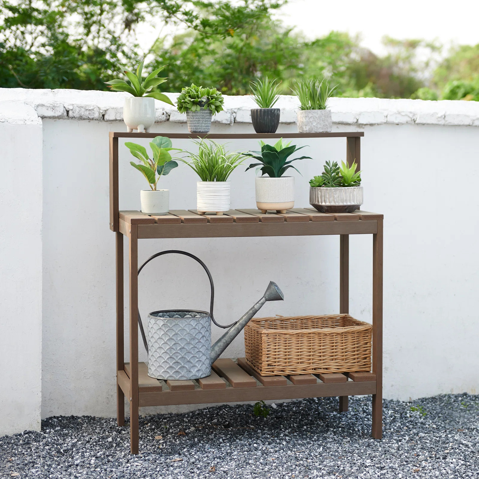 Outdoor Potting Bench, Stable Garden Table with Storage Shelves, All-Weather Patio Work Station,M... | Wayfair North America