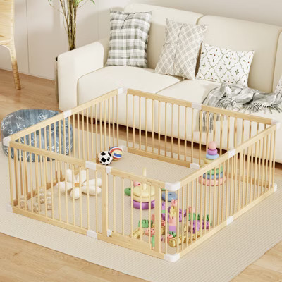 APRILSOUL Large Wooden Baby Playpen, Adjustable Gate for Toddler and Babies, Foldable Fence Baby Play Yard with Door (71.5x60x24inches) | Target