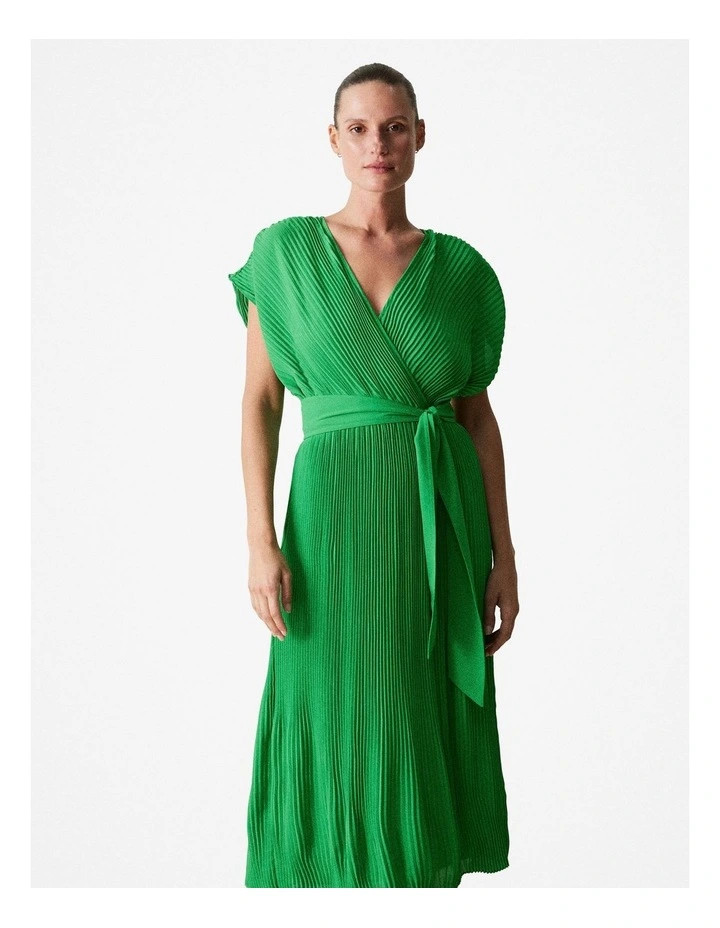 Georgette Micropleat Wrap Dress in True Green | Myer