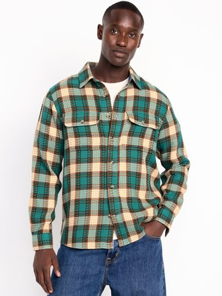 Loose Fit Textured Plaid Pocket Shirt | Old Navy (US)