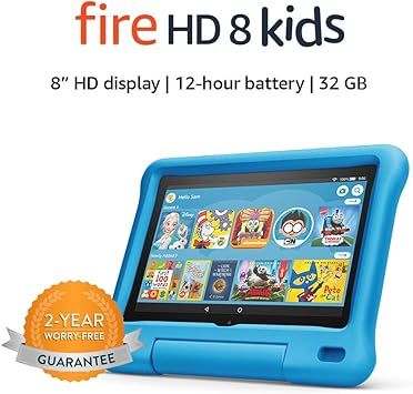 Fire HD 8 Kids tablet, 8" HD display, ages 3-7, 32 GB, Blue Kid-Proof Case | Amazon (US)