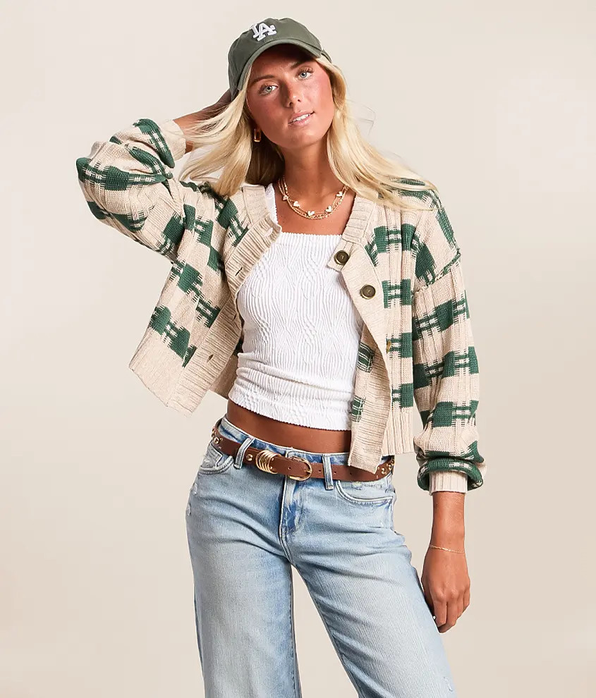 Plaid Cropped Cardigan Sweater | Buckle