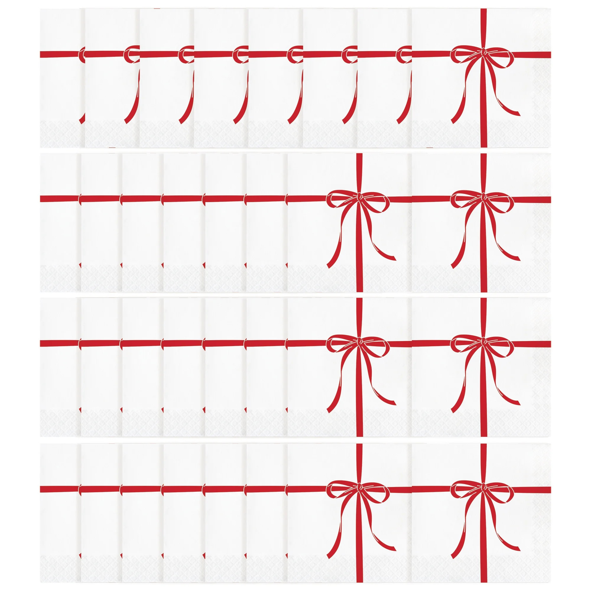 Festive Bows Paper Christmas Napkins, Red and White, 6.5" x 6.5", 32 Count, by Holiday Time | Walmart (US)
