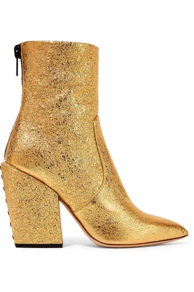 Petar Petrov - Solar Metallic Cracked-leather Ankle Boots - Gold | NET-A-PORTER (US)