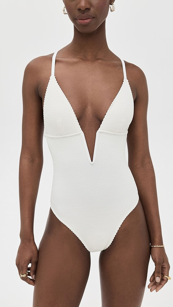 Good American Always Fits Deep V Underwire One Piece | Shopbop | Shopbop