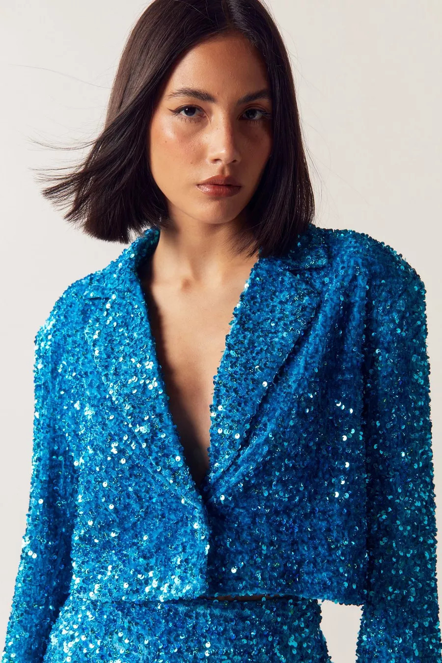 Tailored Sequin Crop Blazer | Nasty Gal US