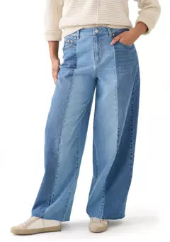 Vanilla Star Women's Two Tone Wide Leg Jeans | Belk
