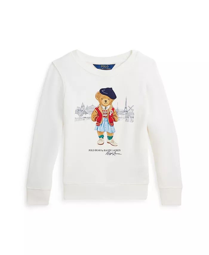 Polo Ralph Lauren Toddler and Little Girls Polo Bear Paris Terry Crewneck Sweatshirt - Macy's | Macy's